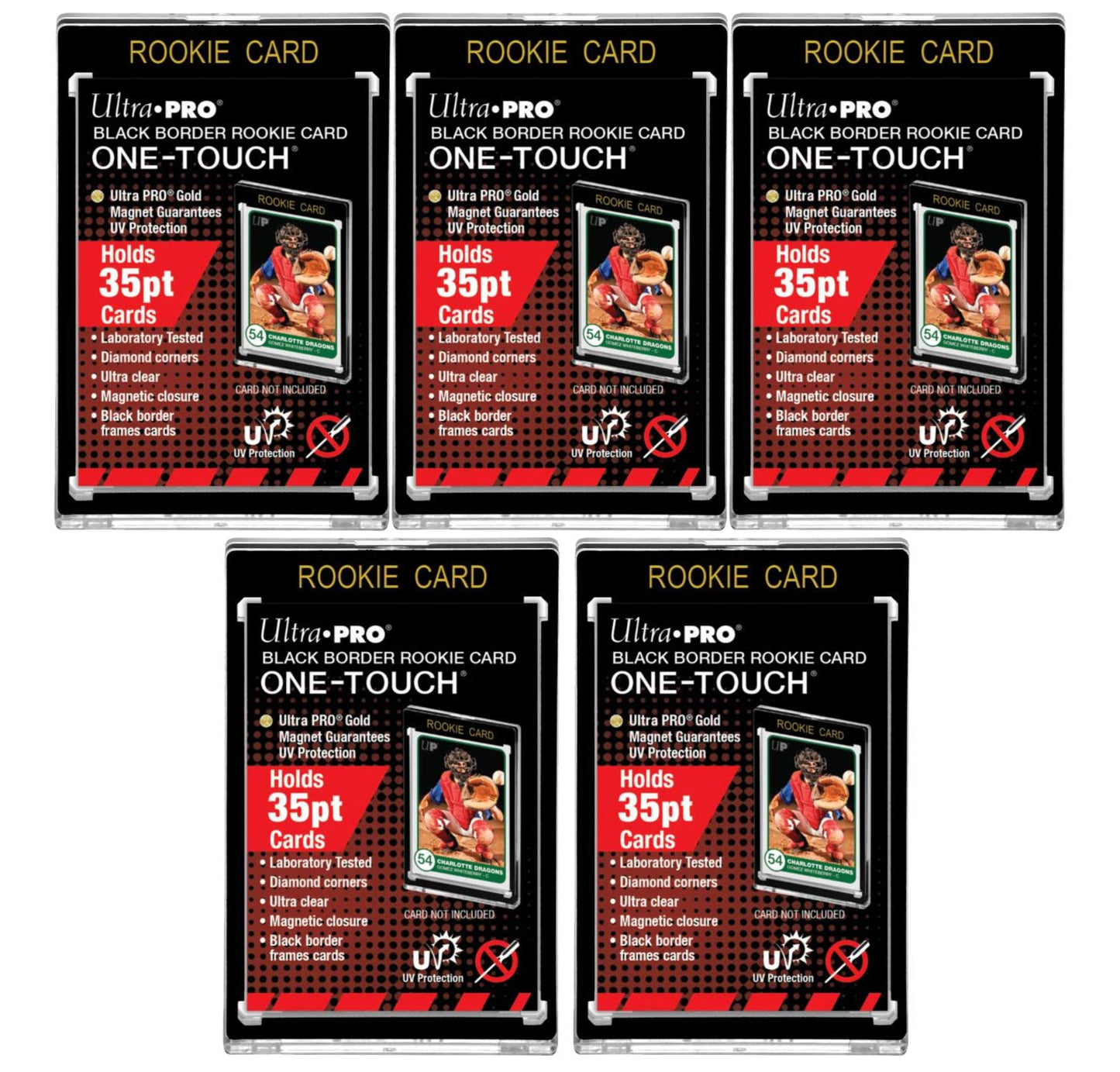 Ultra Pro Rookie Card Black Border One-Touch Card Holder 35pt (5 Pack)
