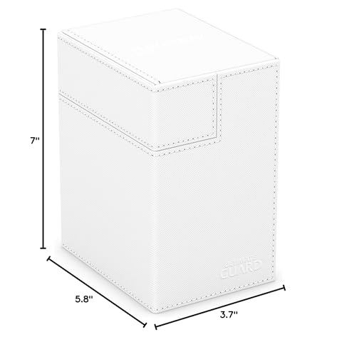 Ultimate Guard Flip 'n' Tray 133+, Deck Case for 133 Double-Sleeved TCG Cards + Dice Tray, White, Independent Magnetic Closure & Microfiber Inner Lining