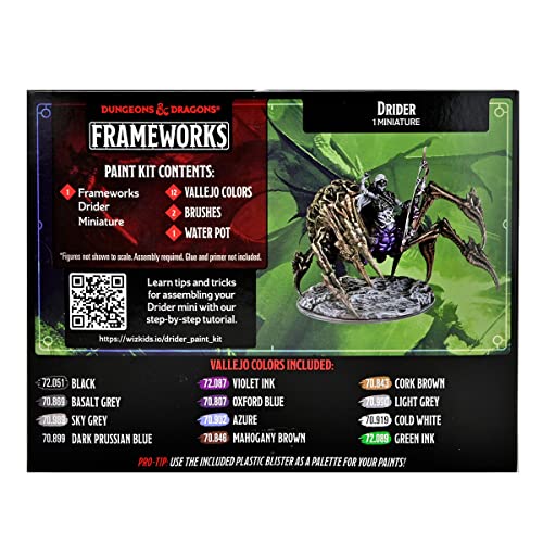 WizKids D&D Frameworks: DRIDER Paint Kit - All-in-One Kit. Unpainted Drider Figure, Paints, and Brushes. Dungeons & Dragons, 1 Count (Pack of 1)