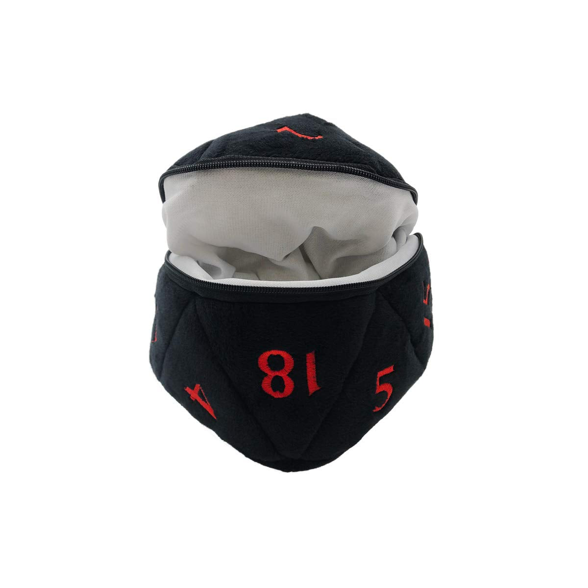 Ultra Pro D20 Plush Dice Bag for Dungeons and Dragons in Black with Red designs - the perfect zippered dice and trinkets holder for dungeon masters and adventures