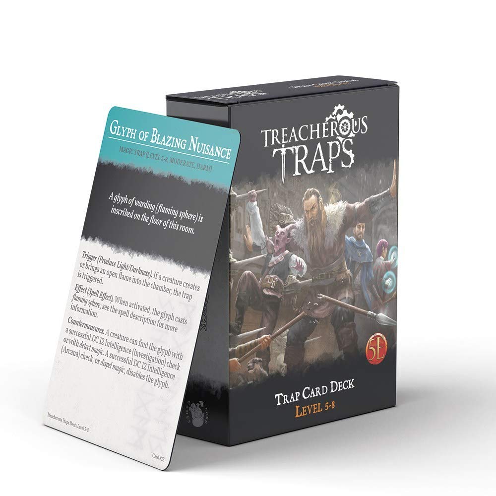 Dungeons and Dragons 5th Edition Deck of Cards – Treacherous Trap Deck: Lvl 5-8 by Nord Games – 50 Cards - Games for Adults and Kids – DND Books – Gaming Accessories - Compatible with D&D 5e