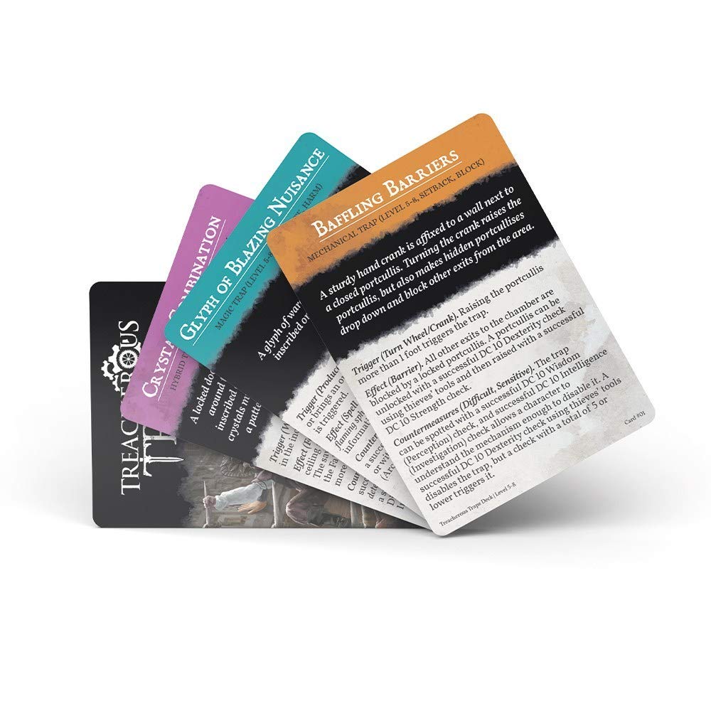 Dungeons and Dragons 5th Edition Deck of Cards – Treacherous Trap Deck: Lvl 5-8 by Nord Games – 50 Cards - Games for Adults and Kids – DND Books – Gaming Accessories - Compatible with D&D 5e