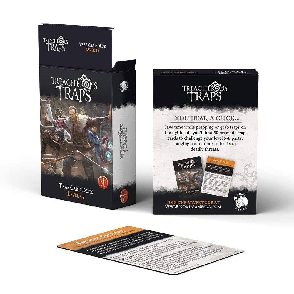 Dungeons and Dragons 5th Edition Deck of Cards – Treacherous Trap Deck: Lvl 5-8 by Nord Games – 50 Cards - Games for Adults and Kids – DND Books – Gaming Accessories - Compatible with D&D 5e