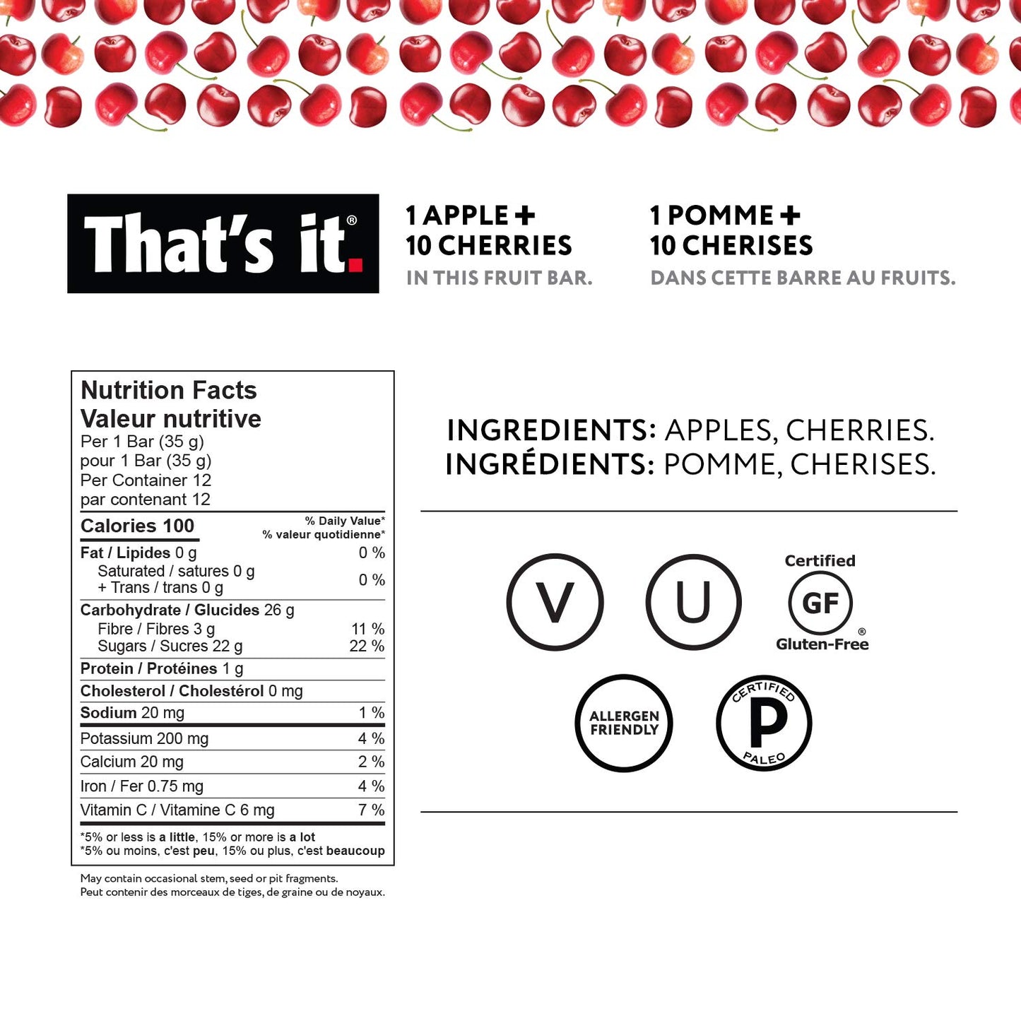 That's it. Apple 100% Natural Real Fruit Bar, Best High Fiber Vegan, Gluten Free Healthy Snack, Paleo for Children & Adults, Non GMO No Added Sugar, No Preservatives Energy Food (12 Pack)