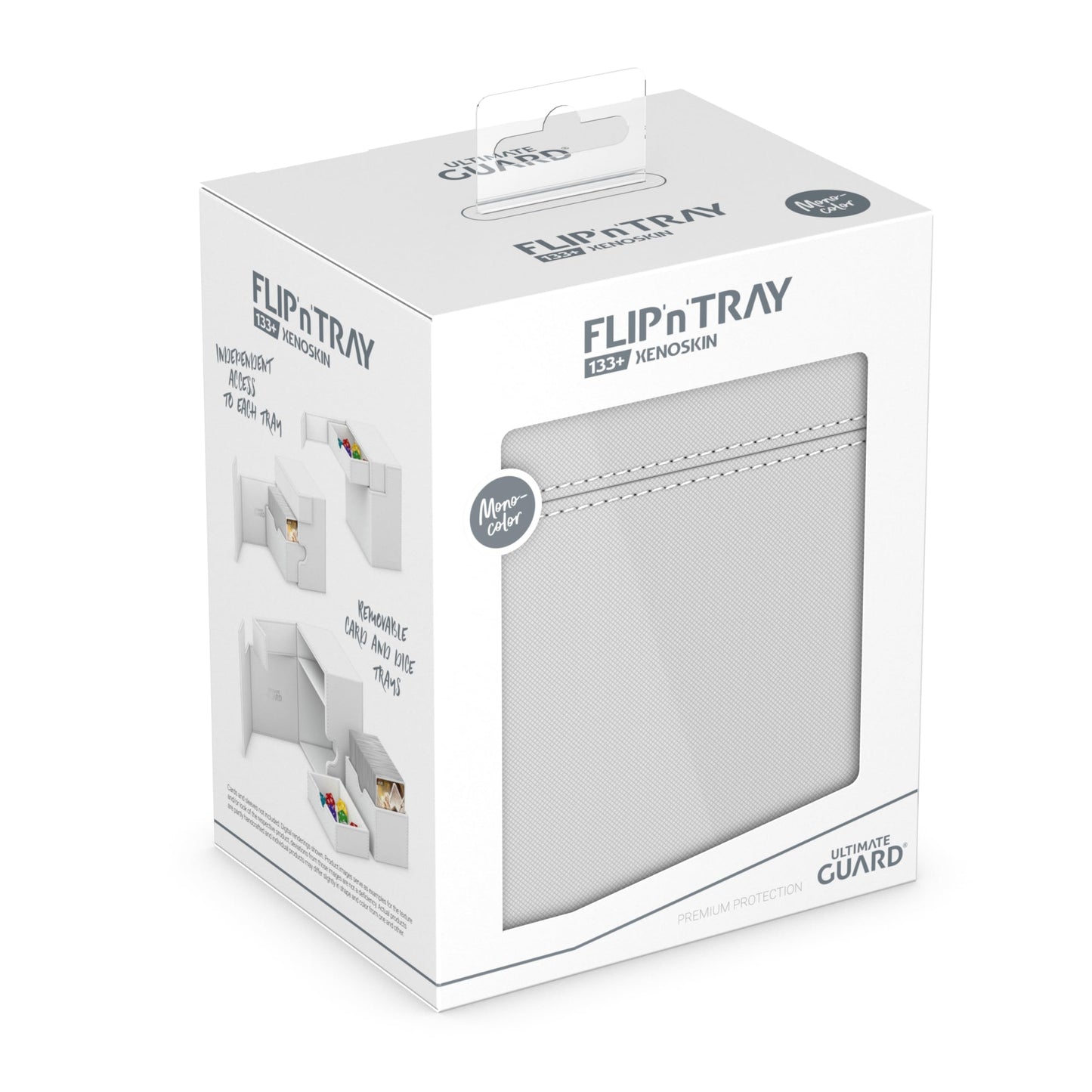 Ultimate Guard Flip 'n' Tray 133+, Deck Case for 133 Double-Sleeved TCG Cards + Dice Tray, White, Independent Magnetic Closure & Microfiber Inner Lining