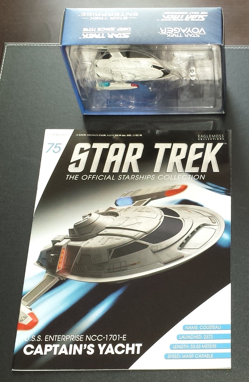 STAR TREK Starships Enterprise E Captains Yacht Die-Cast Vehicle with Collector Magazine #75