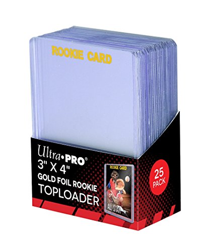 2 Ultra Pro Regular Top Loader Pack W/gold Rookie Foil Print 81180 - 25 Toploaders Per Pack (50 Total) - Standard Size Baseball, Basketball, Football, Hockey