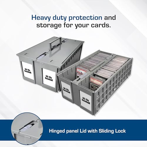 BCW 2-Row Graded Collectible Card Bin - Gray | Stackable, Acid-Free Plastic Trading Card Box | Customizable Card Storage with Additional Partitions | Compatible with PSA, BGS, SGC, CSG, HGA