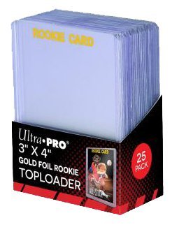 4 Ultra Pro Regular Top Loader Pack W/Gold Rookie Foil Print 81180-25 Toploaders Per Pack (100 Total) - Standard Size Baseball, Basketball, Football, Hockey