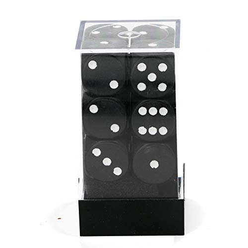 Chessex Dice Set 12 D6 16Mm Dice Black with White (12), One Size