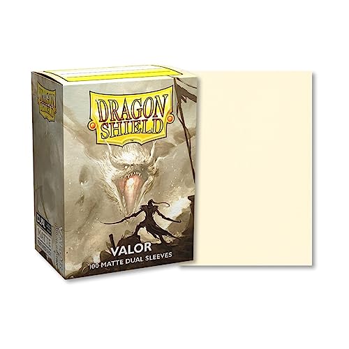 Dragon Shield Sleeves – Sleeves: Dragon Shield Matte Dual Valor (Ivory) 100 CT - MTG Card Sleeves are Smooth & Tough - Compatible with Pokemon & Magic The Gathering Cards