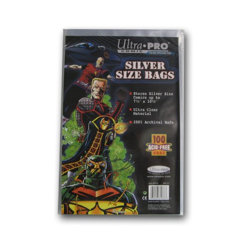 Ultra Pro Silver Size Comic Bags 2-Mil Polypropylene 7.25 X 10.50 Inches (100-Count)