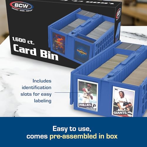 BCW Collectible Card Bin - Holds up to 1600 Cards - Gray | Large Card Storage Box for Loose Trading Cards | Pokemon, MTG, and Sports Card Storage Boxes | Sorting Card Box